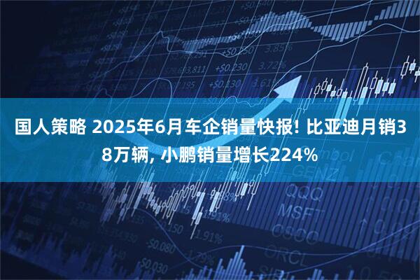 国人策略 2025年6月车企销量快报! 比亚迪月销38万辆, 小鹏销量增长224%
