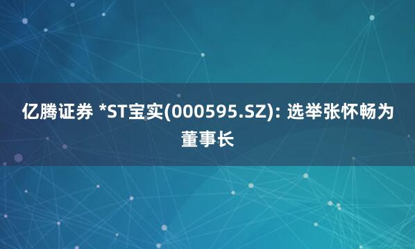 亿腾证券 *ST宝实(000595.SZ): 选举张怀畅为董事长